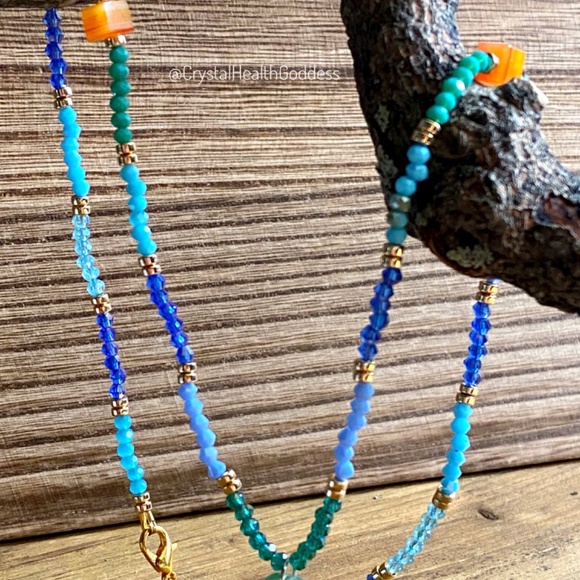 Ocean Sky Crystal Necklace with Austrian Crystals & SeaGlass - Picture 11 of 11